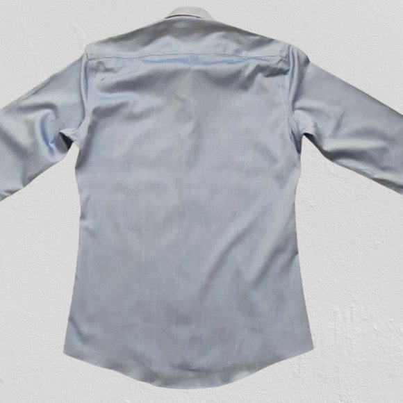 Light Blue Buttoned Down men's dress shirt size slim fit non-iron 14.5 / 34 - Picture 3 of 6